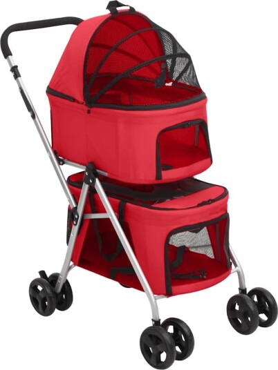  Hundevogn 2-lags sammenleggbar rød 83x48x97 cm oxfordstoff 172206