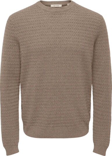 ONLY & SONS Onsloui Ls Structure Crew Reg Noos Brown L