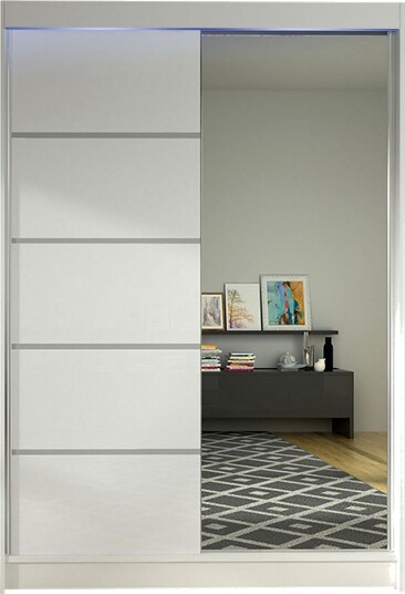 Liverpool Garderobe med Speil 120x200 cm - Hvit