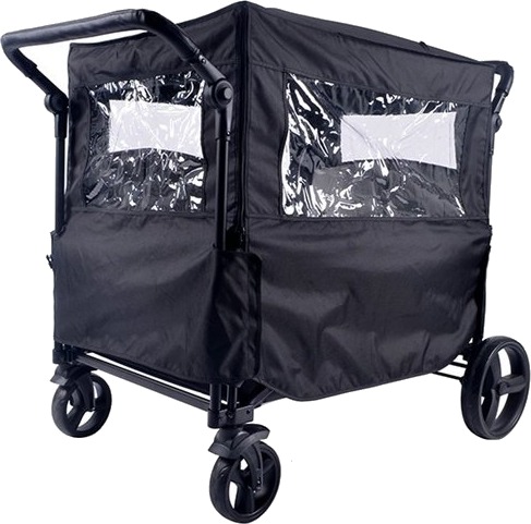 Babytrold Fun Trolley regntrekk med vinduer svart