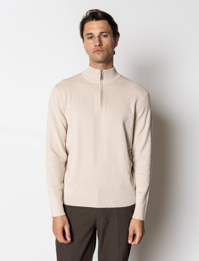 Clean Cut Copenhagen Oscar Half Zip Knit Cream XL