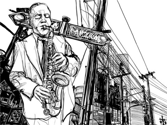 Fototapet Saxophone Recital On Broadway 250x193 - Artgeist sp. z o. o.