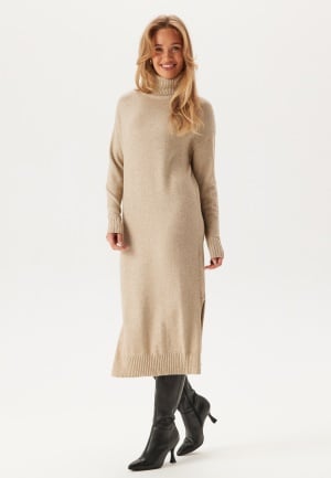 VILA Rill Roll Neck L/S Midi Dress Natural Melange XL VILA Rill Roll Neck L/S Midi Dress Natural Melange XL
