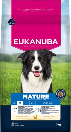 Eukanuba Tørrfôr Mature Premium Nutrition Medium Breed Sparepakke Kylling 2 X 3 kg