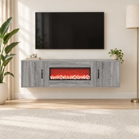 vidaXL Elektrisk peis Grå Sonoma 140,5 x 30 x 39 cm Konstruert tre