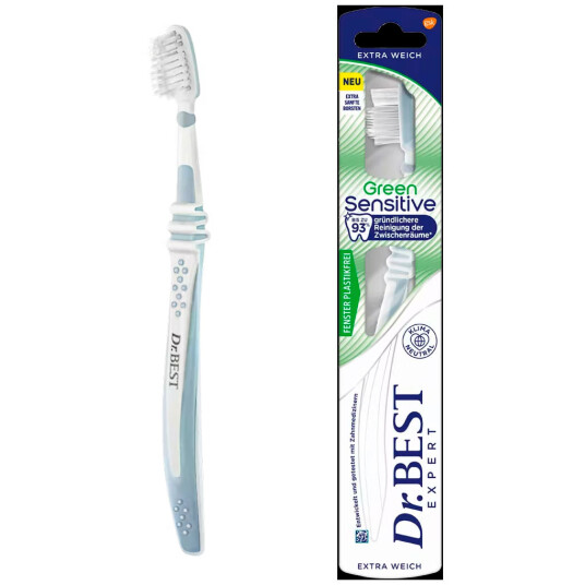 Bærekraftig tannbørste Dr. Best Green Sensitive Extra Soft