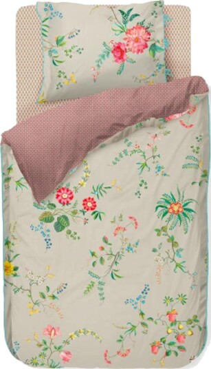 Pip Studio Pip Studio sengetøy Fleur Grandeur khaki Blomstret sengetøy Dobbeltsidig sengesett 100 % bomull