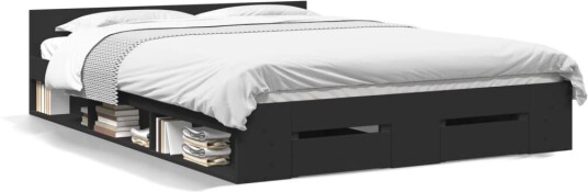 Sengeramme med skuffer svart 120x200 cm konstruert tre 8721102624094