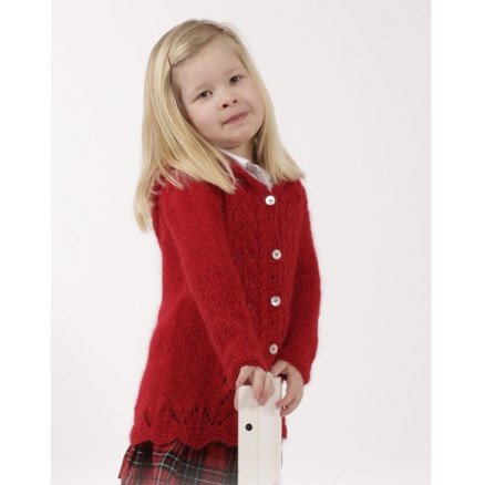 Bright Sally by DROPS Design Jakke Strikkeoppskrift str 2 11 12 år