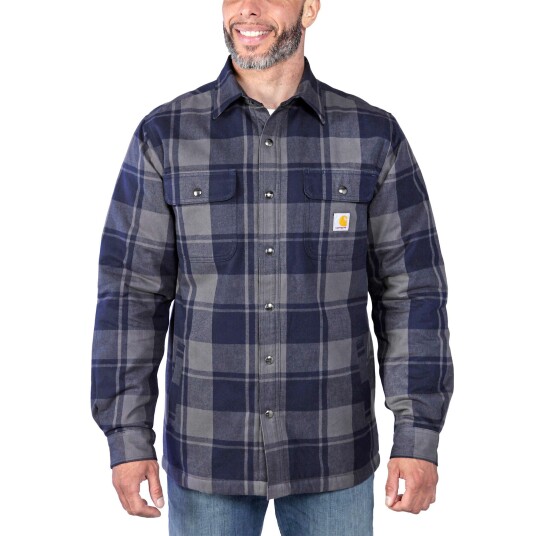 Carhartt Lined Flannel Shirt Jacket Mens Navy S Carhartt Lined Flannel Shirt Jacket Mens Navy S