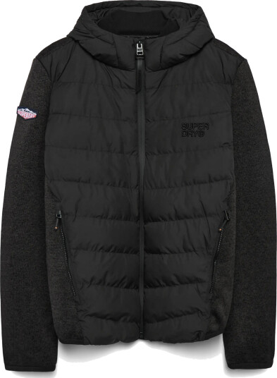 Superdry Hooded Storm Knit Hybrid Jkt Black L Superdry Hooded Storm Knit Hybrid Jkt Black L