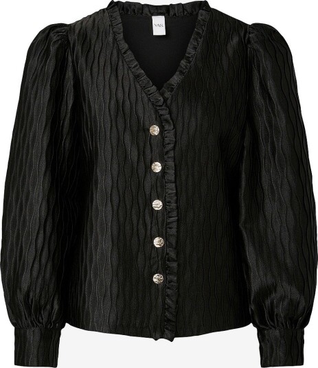 YAS - Bluse Yasripple Ls V-Neck Shirt S. - Svart
