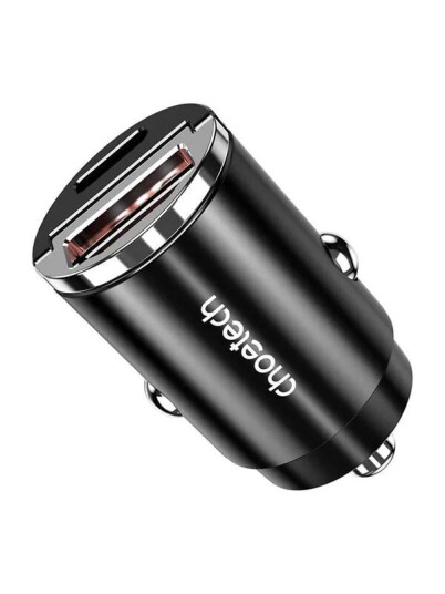 Choetech TC0006 1x USB-A 1x USB-C 30W PD 3.0 car charger (black) Choetech TC0006 1x USB-A 1x USB-C 30W PD 3.0 car charger (black)