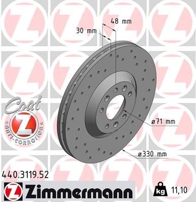 Bremseskive ZIMMERMANN 440.3119.52 Bremseskive ZIMMERMANN 440.3119.52