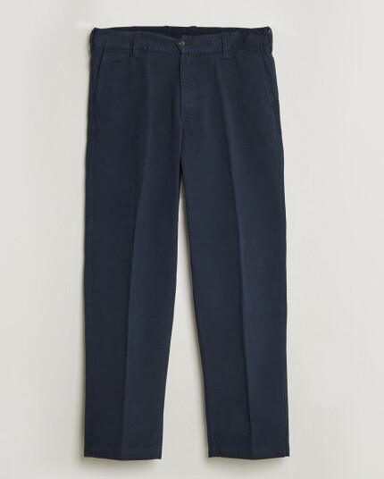 Drake's Peached Flat Front Cotton Chino Navy