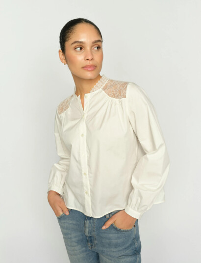 MOS MOSH Mminda Cotton Lace Shirt Cream S MOS MOSH Mminda Cotton Lace Shirt Cream S