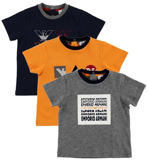 Giorgio Armani Emporio Armani T skjorte 3 pack Grå Melert/Svart/Oransje Emporio Armani 9 md T skjorte