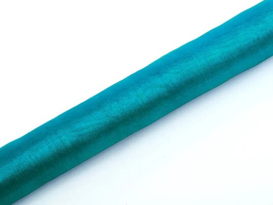 Partydeco BLÅ Gjennomsiktig Organzaløper 36 cm x 9 meter