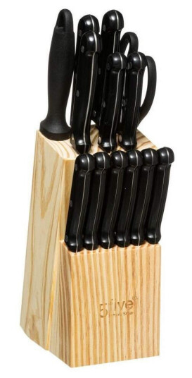 Northix Knivblokk med 11 kniver + saks brun