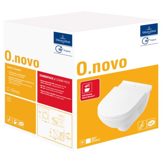 VILLEROY & BOCH O.NOVO VEGGSKÅL M/TOALETTSETE HVIT ALPIN VILLEROY & BOCH O.NOVO VEGGSKÅL M/TOALETTSETE HVIT ALPIN