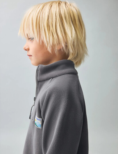 Mango Zip Up Fleece Sweatshirt Grey 9 12M Mango Zip Up Fleece Sweatshirt Grey 9 12M