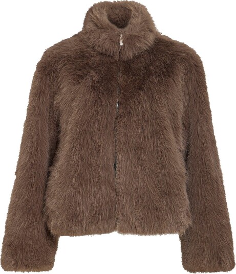 Vila - Fuskepelsjakke Vimelta L/S Short Jacket - Grå