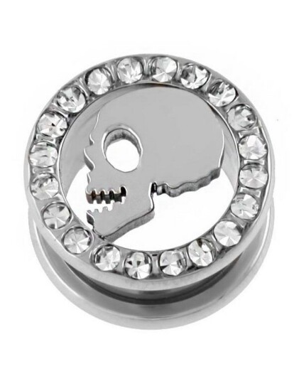 Aab Dead Head Sølvfarget Piercing Tunnel med Stener