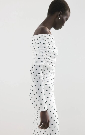 Mango Polka Dot Bandeau Dress White XL Mango Polka Dot Bandeau Dress White XL