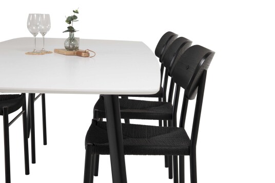 Venture Design Polar & Polly spisegruppe Hvit/svart 6 st stoler & bord 240 x 100 cm
