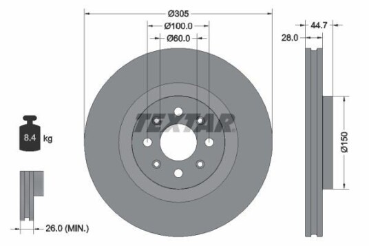 Bremseskive TEXTAR 92202203