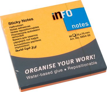Notislapper INFO 75x75 neon orange 80ark