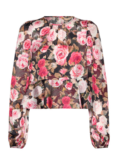 by Ti Mo Satin Flounce Top - Multi/patterned - M