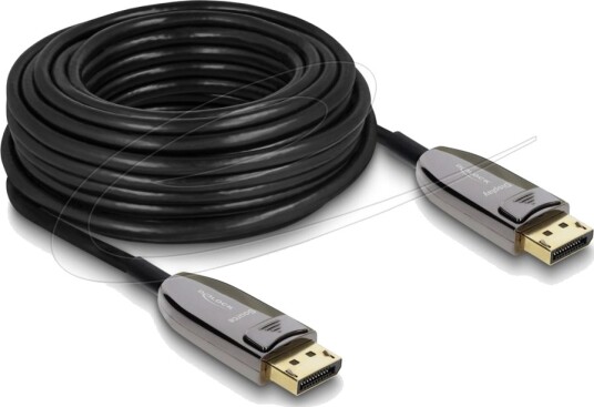 Delock Active Optical Displayport Kabel Displayport Hann Til Displayport Hann Displayport 2.1 15 M 8 K 60 Hz 7680 X 4320 Støtte Svart