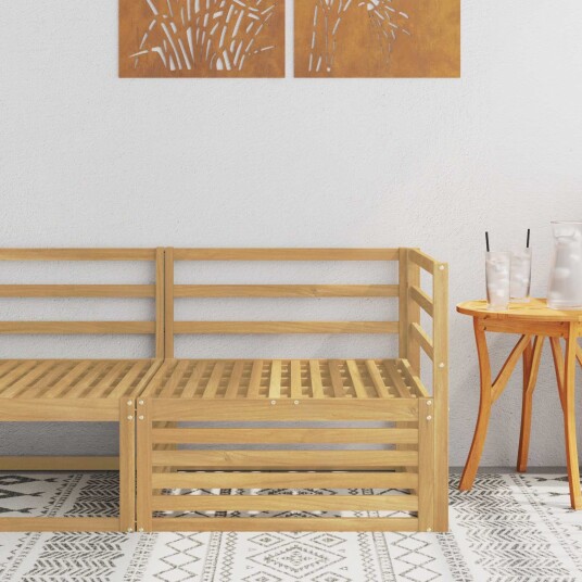 vidaXL Ute Hjørnesofa Solid akasietre Hvit 83 x 83 x 73 cm