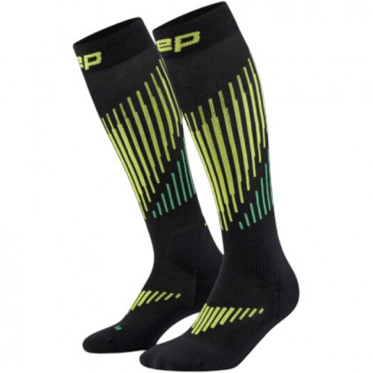 CEP Ski Touring Merino Socks Tall 3.0 Skistrømper Herre Black/Lime V