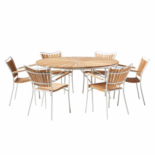 Spisegruppe Ellen Ø150 | Teak/hvit | Cinas