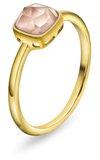 Sandra Lyng X Pan Jewelry Ring i 925 forgylt sølv med rosa opal KJÆRLIGHET størrelse 50