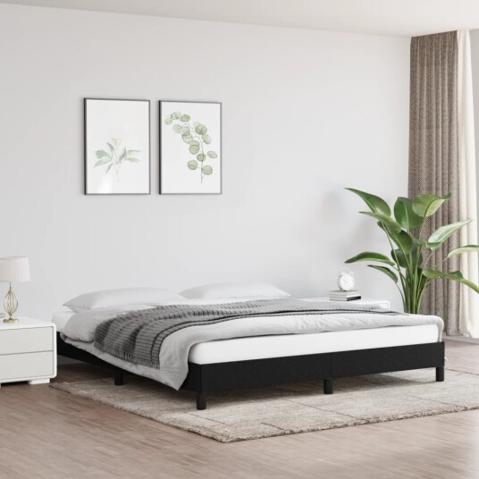 Sengeramme uten madrass svart 180x200cm Super King stoff Sengeramme uten madrass svart 180x200cm Super King stoff