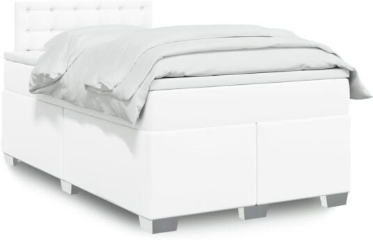 Seng med madrass boksfjær hvit 120x190 cm kunstlær 8721102709951