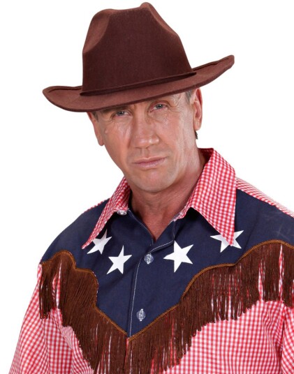 Brun Cowboyhatt med Snor Brun Cowboyhatt med Snor