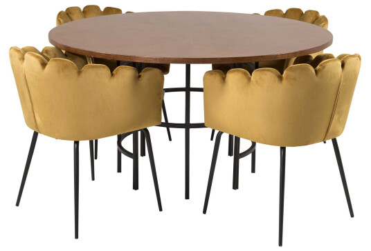 Venture Design Copenhagen & Limhamn spisegruppe Brun/gul 4 st stoler & bord 140 cm