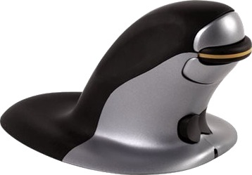 Fellowes Penguin Large - Vertikal Mus - Høyre- Og Venstrehåndet - Laser - Trådløs - 2.4 Ghz - Usb Trådløs Mottaker - Svart, Sølv