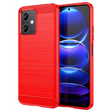Xiaomi Redmi Note 12/Poco X5 Børstet TPU Deksel Karbonfiber Rød
