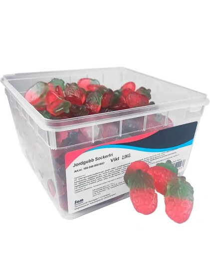 2 kg Sugarfree StrawberrieSukkerfrie Vingummi Jordbær