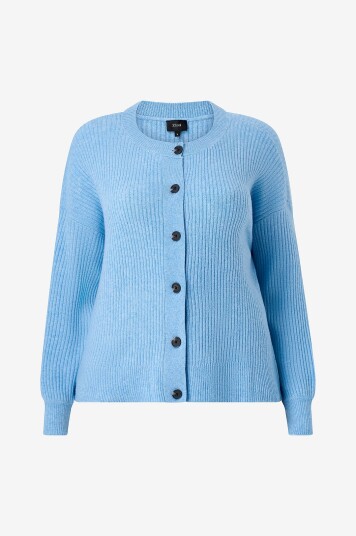 Zizzi Kardigan cAvista L/S Rib Blå Zizzi Kardigan cAvista L/S Rib Blå