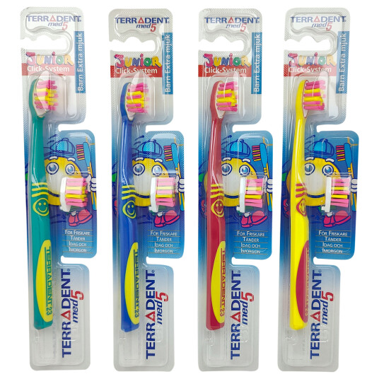 Terradent med5 Barnetannbørste X Soft + Refill Børstehode BLÅ Terradent med5 Barnetannbørste X Soft + Refill Børstehode BLÅ