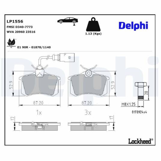 Bremseklosser DELPHI LP1556 Bremseklosser DELPHI LP1556
