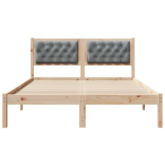 Sengestamme med hodegjerde Lysegrå 140 x 190 cm Massiv furu Sengestamme med hodegjerde Lysegrå 140 x 190 cm Massiv furu