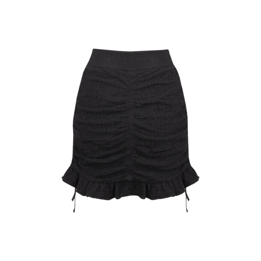 Nirmale Skirt Black XL Cotton gathering mini skirt