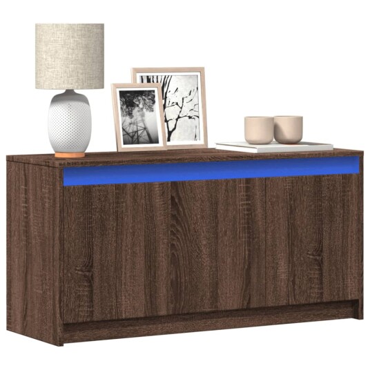TV-benk med LED brun eik 100x34x50 cm konstruert tre 852214